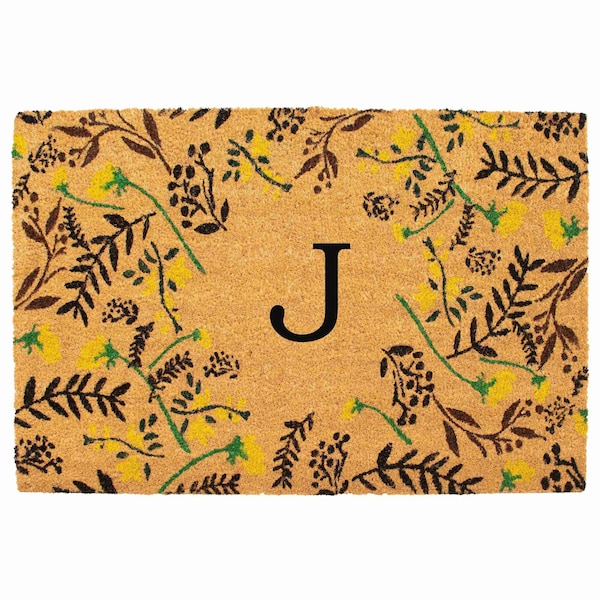 Calloway Mills Monogram Door Mat, Black, Yellow, Green, Natural, 24 in W x 36 in L 105082436J - main
